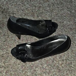 Worthington Black Peep-Toe Heels